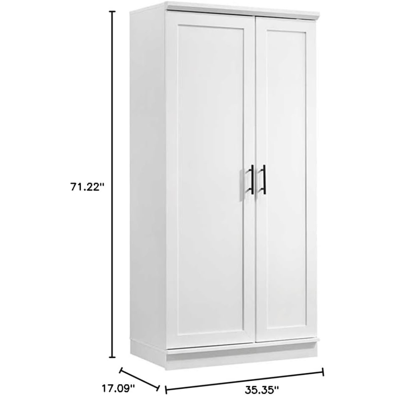 Pemberly Row Contemporary 2-Door Engineered Wood Storage Cabinet in White