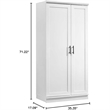 Pemberly Row Contemporary 2-Door Engineered Wood Storage Cabinet in White