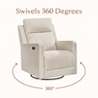 Pemberly Row Fabric Glider Power Recliner Nursery Rocking Swivel Chair in Cream