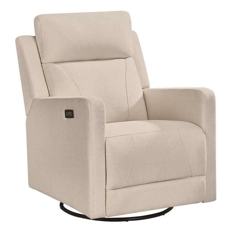 Pemberly Row Glider Power Recliner Nursery Rocking Swivel Chair in Tan Brown