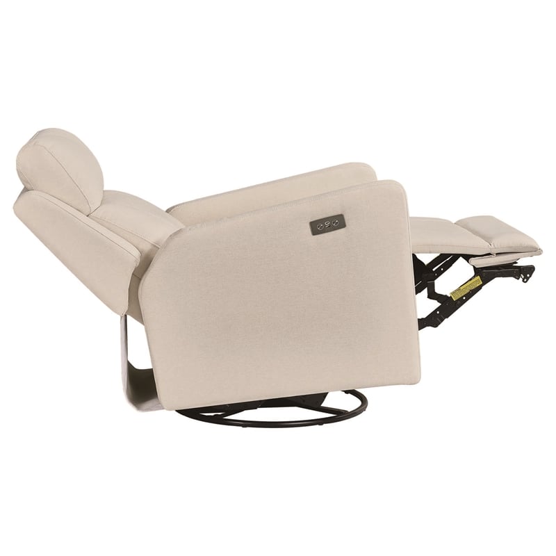 Pemberly Row Glider Power Recliner Nursery Rocking Swivel Chair in Tan Brown
