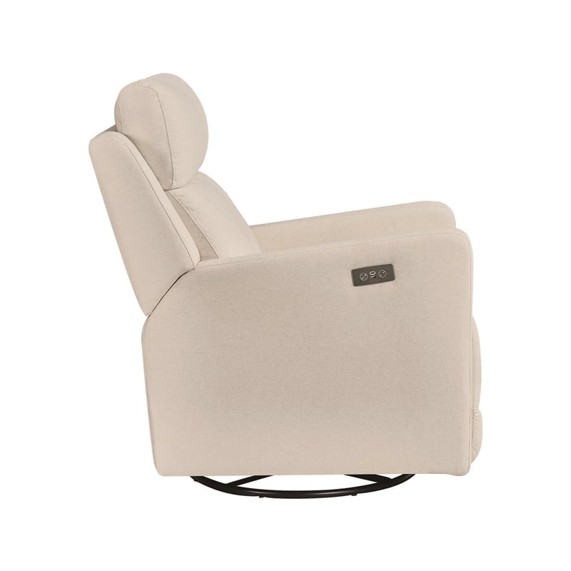 Pemberly Row Glider Power Recliner Nursery Rocking Swivel Chair in Tan Brown