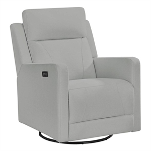 Pemberly Row Fabric Glider Power Recliner Nursery Rocking Swivel Chair in Gray