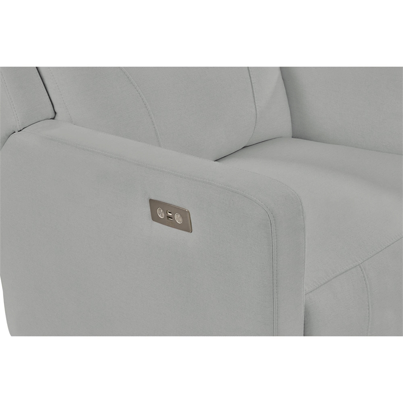 Pemberly Row Fabric Glider Power Recliner Nursery Rocking Swivel Chair in Gray