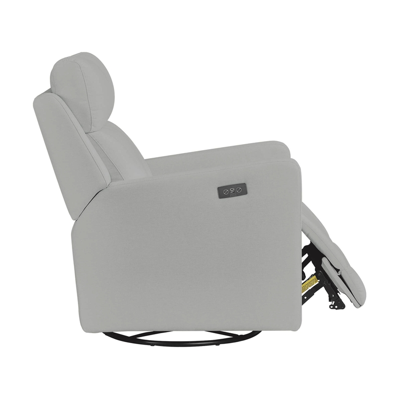 Pemberly Row Fabric Glider Power Recliner Nursery Rocking Swivel Chair in Gray