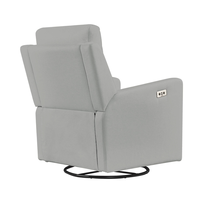 Pemberly Row Fabric Glider Power Recliner Nursery Rocking Swivel Chair in Gray