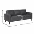 Pemberly Row Contemporary Faux Leather Upholstered Sofa in Dark Gray