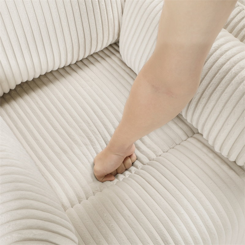 Pemberly Row Corduroy Swivel Glider Reclining Chair in Beige