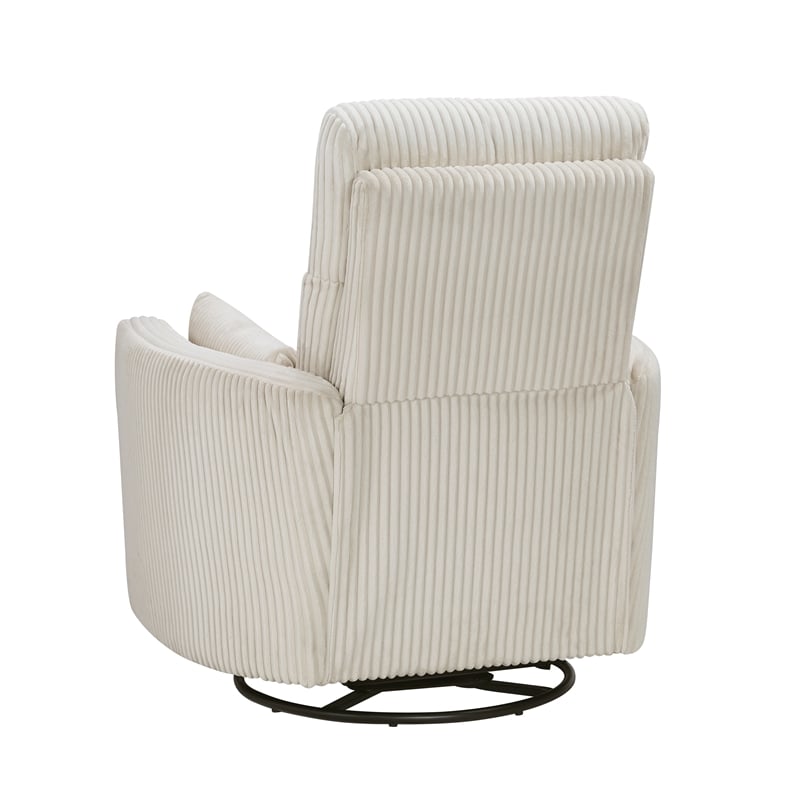 Pemberly Row Corduroy Swivel Glider Reclining Chair in Beige