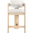 Pemberly Row Contemporary Counter Height Ultra Luxe Cream Velvet Stool