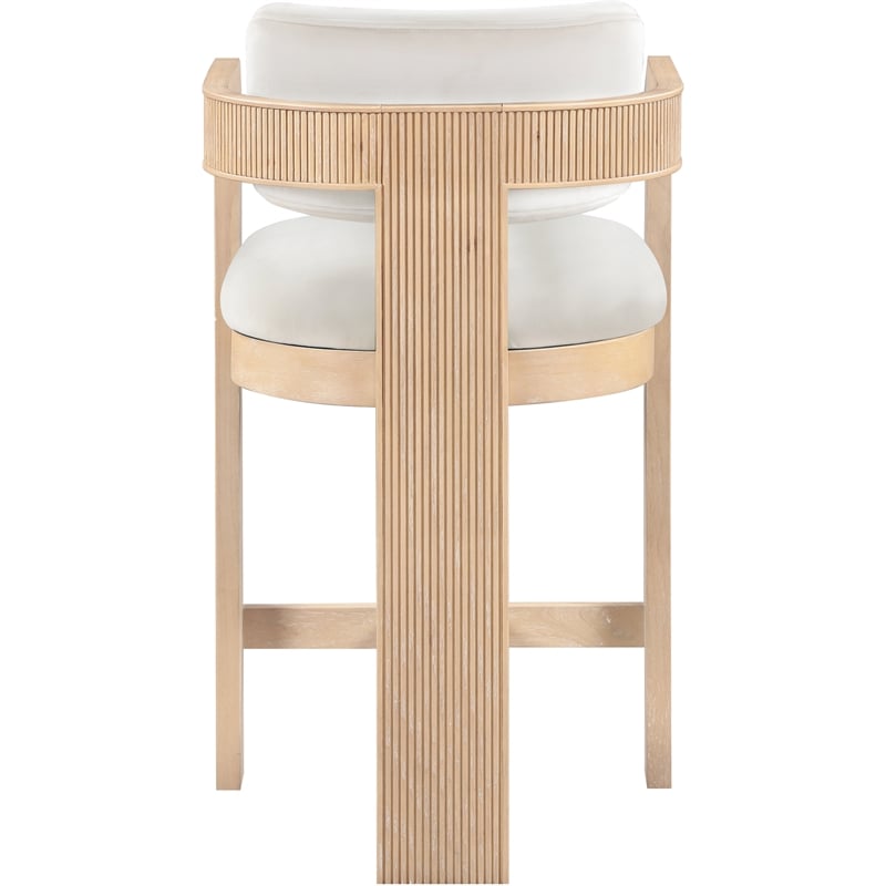 Pemberly Row Contemporary Counter Height Ultra Luxe Cream Velvet Stool