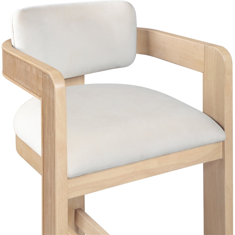 Pemberly Row Contemporary Counter Height Ultra Luxe Cream Velvet Stool