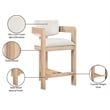 Pemberly Row Contemporary Counter Height Ultra Luxe Cream Velvet Stool