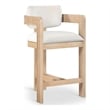 Pemberly Row Contemporary Counter Height Ultra Luxe Cream Velvet Stool