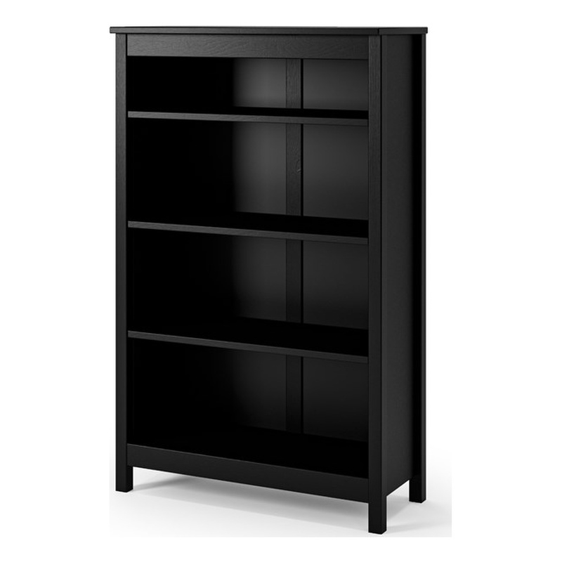 Pemberly Row Solid Pine Wood Classic Bookcase - Black Finish 48