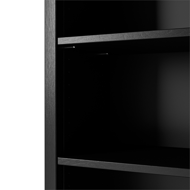 Pemberly Row Solid Pine Wood Classic Bookcase - Black Finish 48