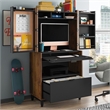 Pemberly Row Engineered Wood Computer Cabinet in Grand Walnut