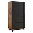 Pemberly Row Engineered Wood Computer Cabinet in Grand Walnut
