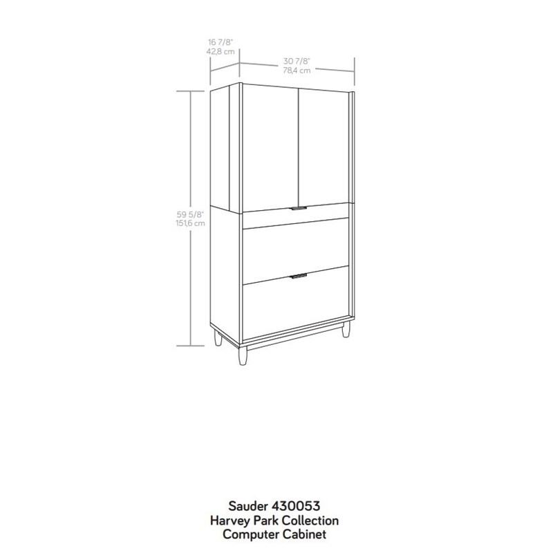 Pemberly Row Engineered Wood Computer Cabinet in Grand Walnut