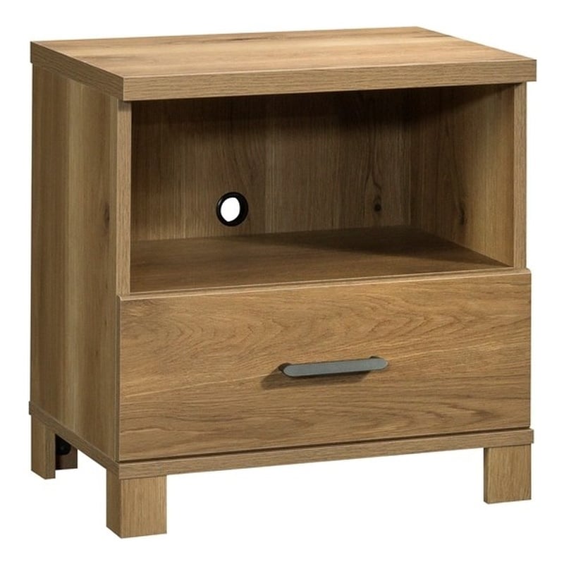 Pemberly Row Contemporary Engineered Wood Night Stand in Timber Oak