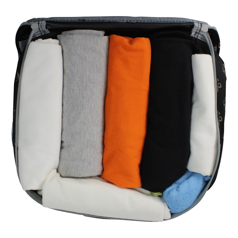 Pemberly Row Traditional Polyester 3 Piece Packing Cubes Set in Black