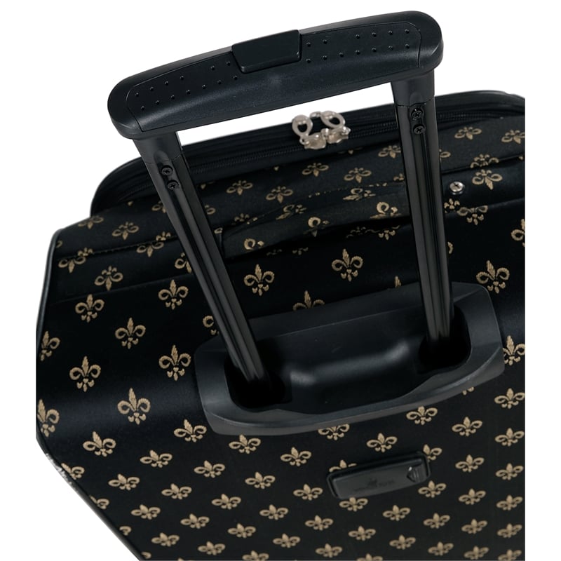 Pemberly Row Traditional Polyester 5-Piece Spinner Luggage Set in Black