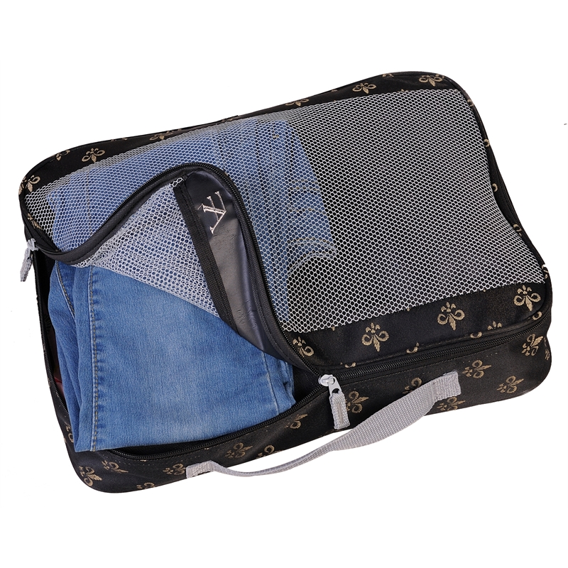 Pemberly Row Traditional Polyester 3 Piece Packing Cubes Set in Brown