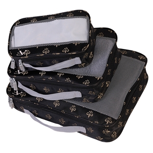Pemberly Row Traditional Polyester 3 Piece Packing Cubes Set in Brown