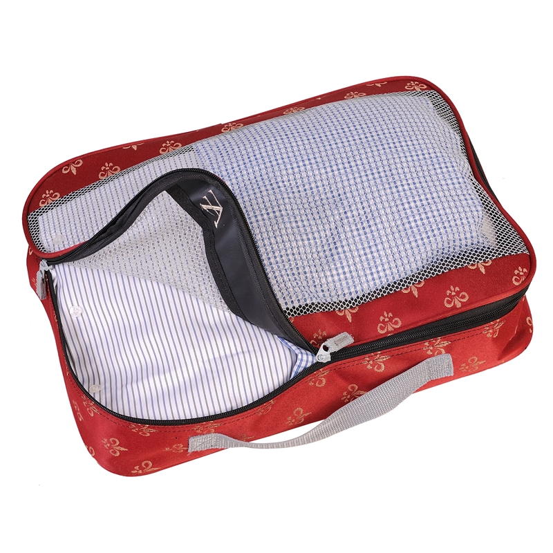 Pemberly Row Traditional Polyester 3 Piece Packing Cubes Set in Red