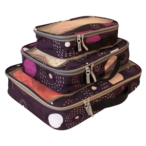 Pemberly Row Traditional Polyester 3 Piece Packing Cubes Set in Purple