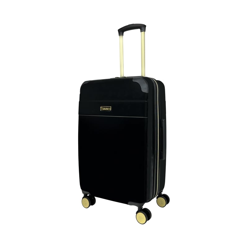 Pemberly Row Traditional Plastic 3-Piece Hardside Spinner Set in Black