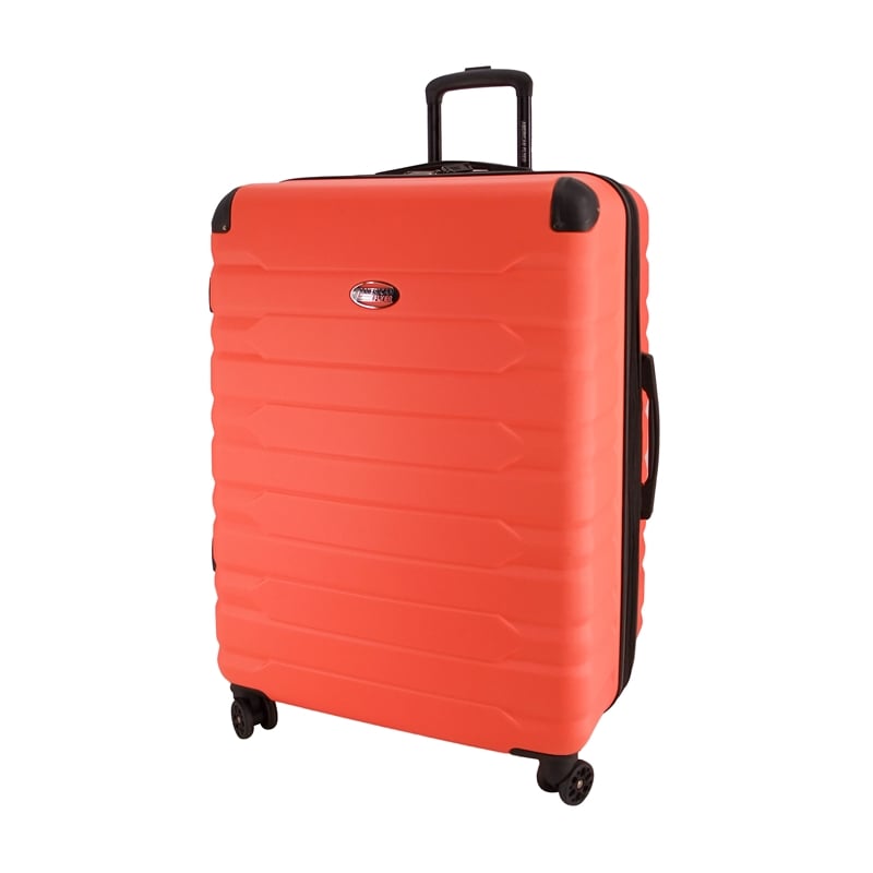 Pemberly Row Traditional Plastic 3-Piece Hardside Luggage Set in Coral