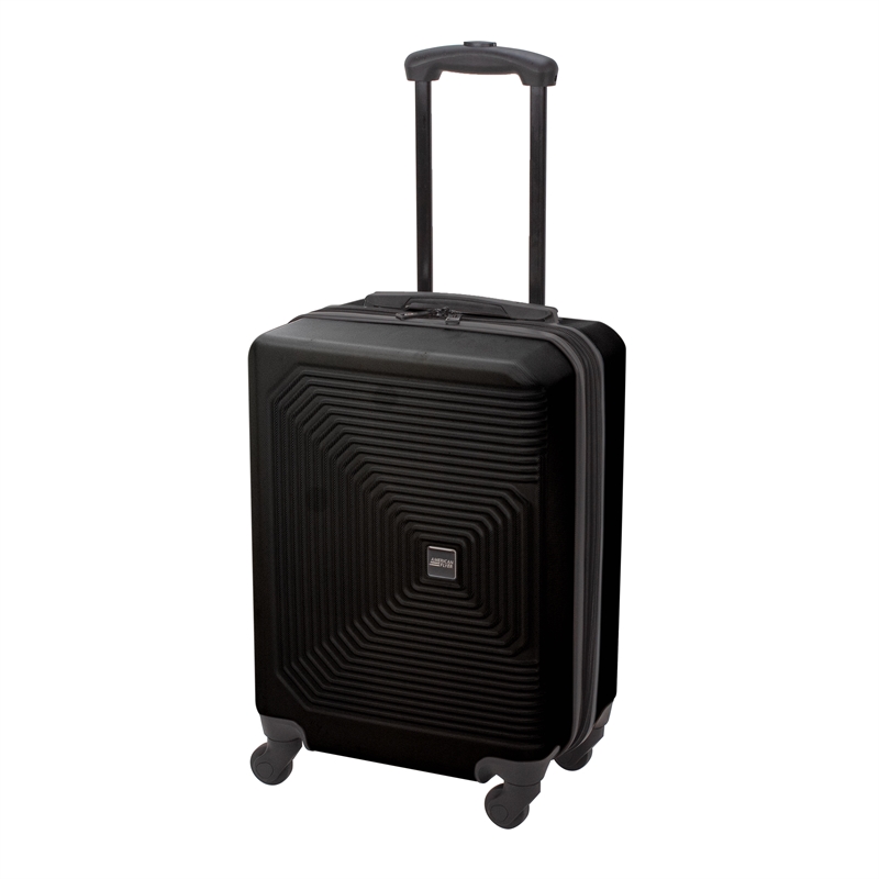 Pemberly Row Traditional Plastic 3-Piece Hardside Luggage Set in Black