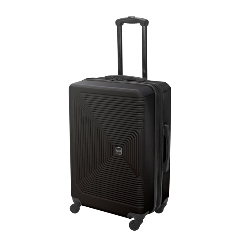 Pemberly Row Traditional Plastic 3-Piece Hardside Luggage Set in Black