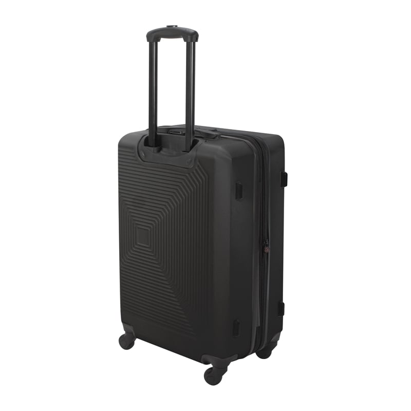 Pemberly Row Traditional Plastic 3-Piece Hardside Luggage Set in Black