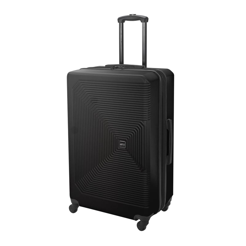 Pemberly Row Traditional Plastic 3-Piece Hardside Luggage Set in Black