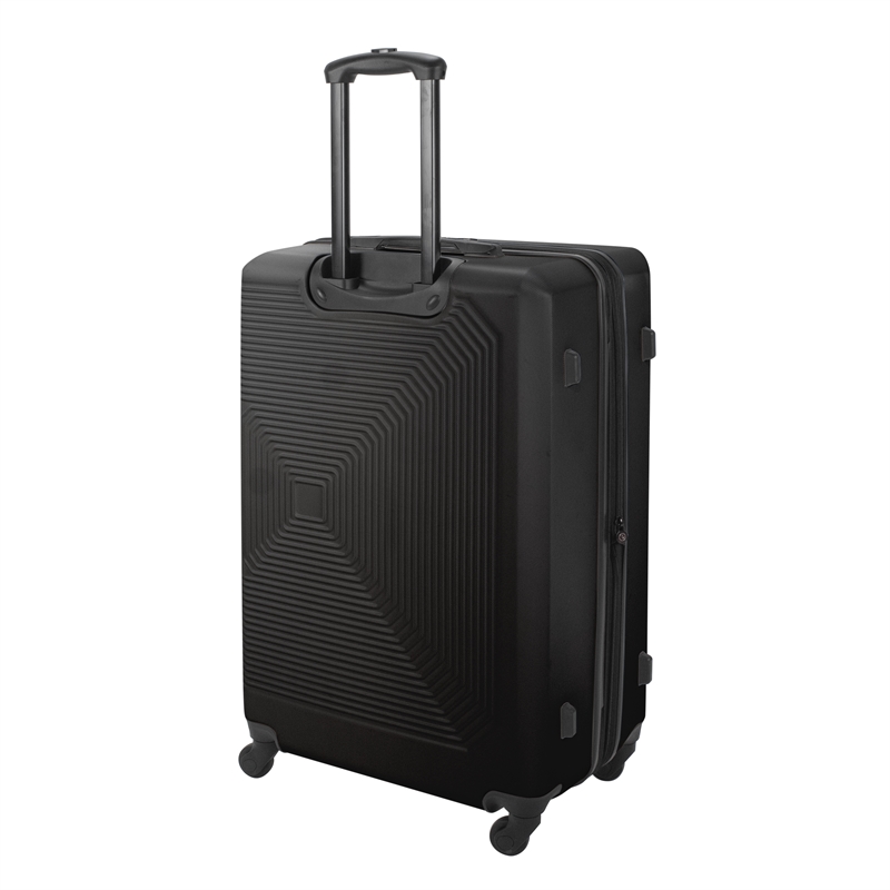Pemberly Row Traditional Plastic 3-Piece Hardside Luggage Set in Black