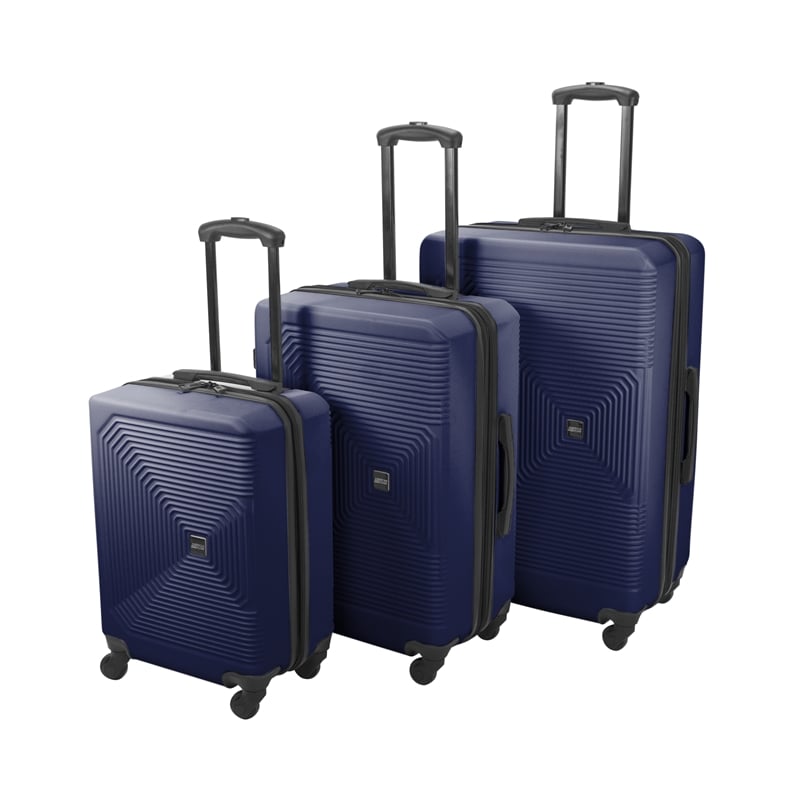 Pemberly Row Traditional Plastic 3-Piece Hardside Luggage Set in Navy