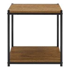 Pemberly Row 21&quot Tall Wood/Side End Table with Storage Shelf in Mahogany Brown