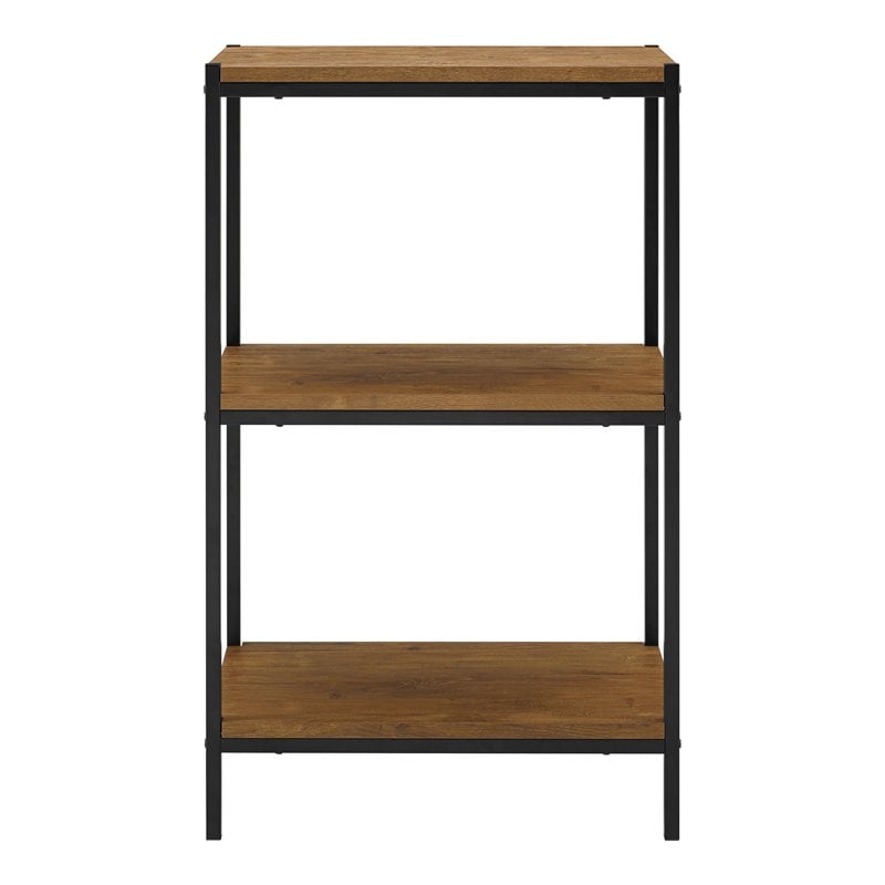Pemberly Row 3-Tier Wood Bookshelf with Open Shelves in Mahogany Brown