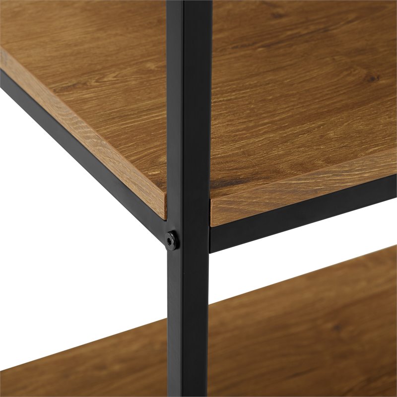 Pemberly Row 4-Tier Wood Bookshelf with Open Shelves in Mahogany Brown