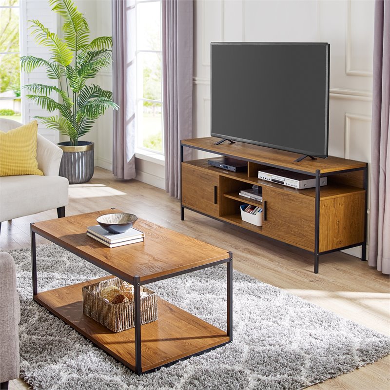 Pemberly Row Wood TV Media Stand for TVs up to 65
