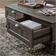 Pemberly Row Wood Center Coffee Table with 2 Drawers in Smoke Oak