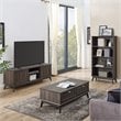 Pemberly Row Wood Center Coffee Table with 2 Drawers in Smoke Oak