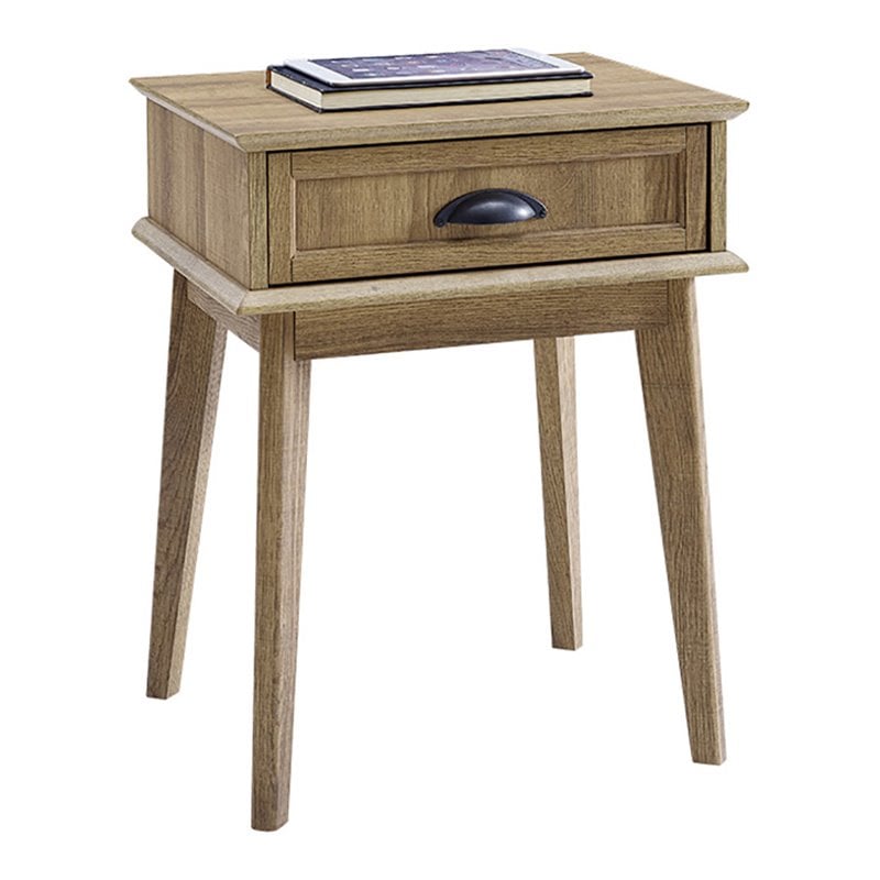 Pemberly Row Wood End Table with Storage Drawer in Golden Oak
