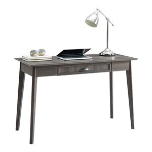 Pemberly Row Wood Computer/Writing Desk with Drawer in Smoke Oak