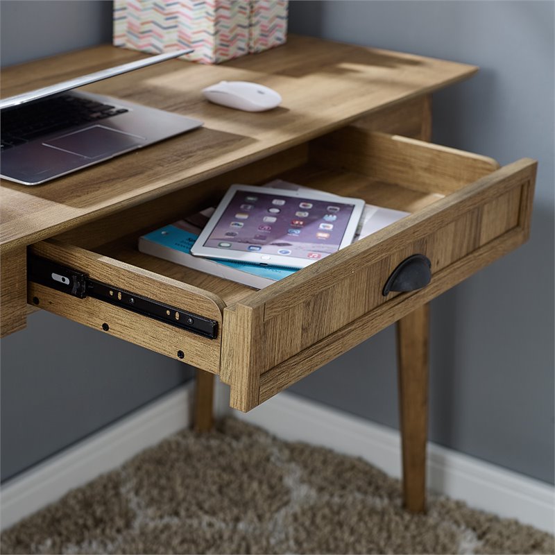 Pemberly Row Wood Computer/Writing Desk with Drawer in Gold Oak
