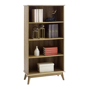 Pemberly Row Transitional 5-Tier Engineered Wood Bookcase in Golden Oak