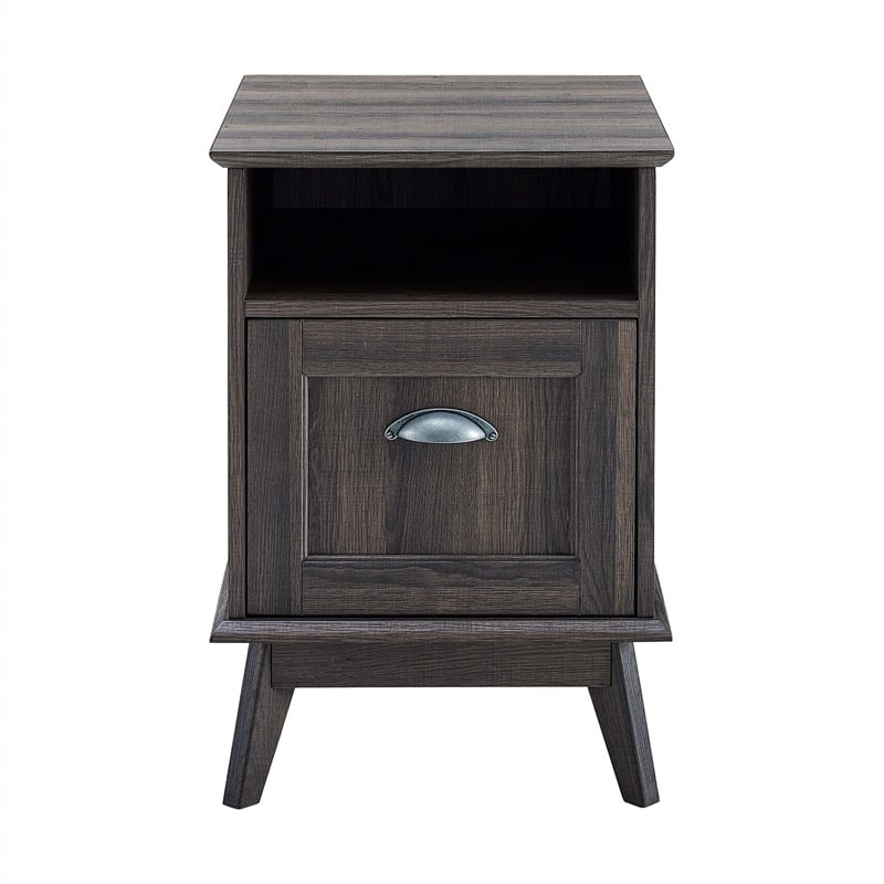 Pemberly Row Wood Home Office File Cabinet with Drawer in Smoke Oak