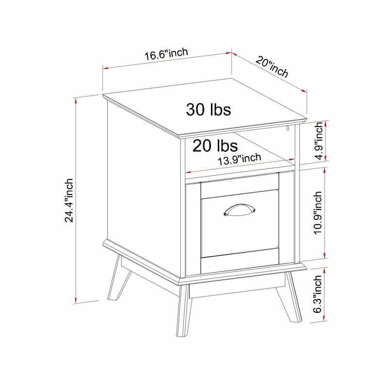 Pemberly Row Wood Home Office File Cabinet with Drawer in Smoke Oak